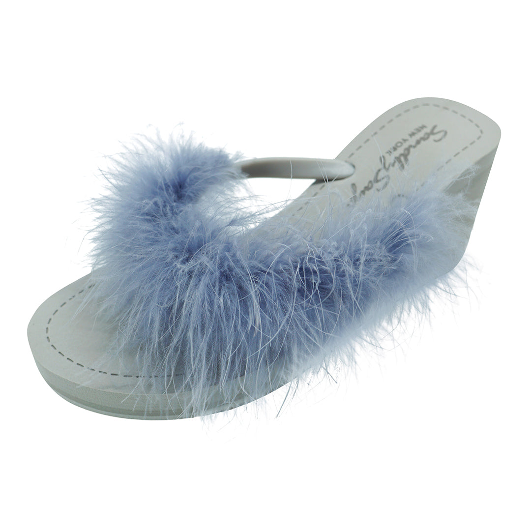 Gray Feather High Wedge Sandal – Handcrafted in New York Women's High Wedge Flip Flops Sandal