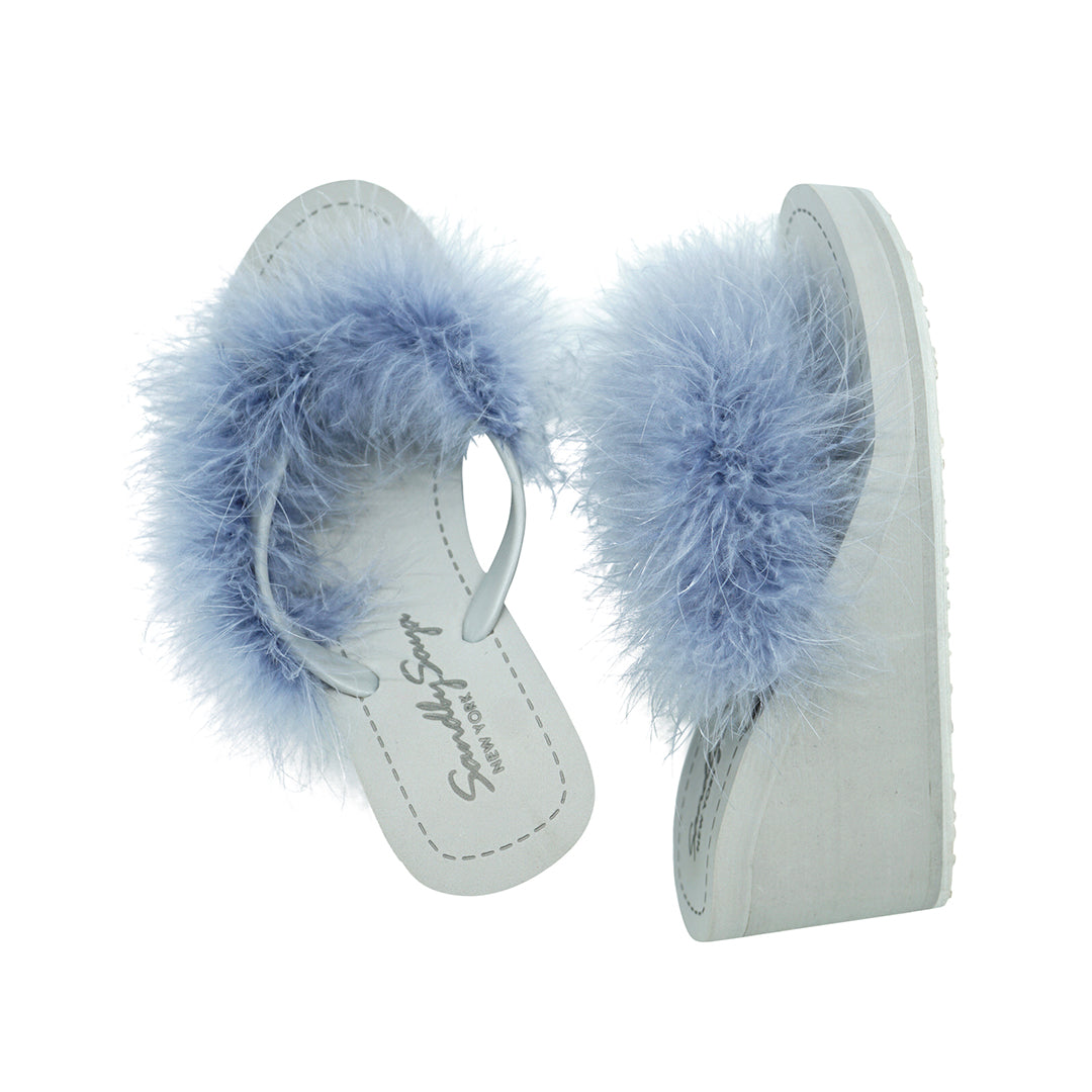 Gray Feather High Wedge Sandal – Handcrafted in New York Women's High Wedge Flip Flops Sandal
