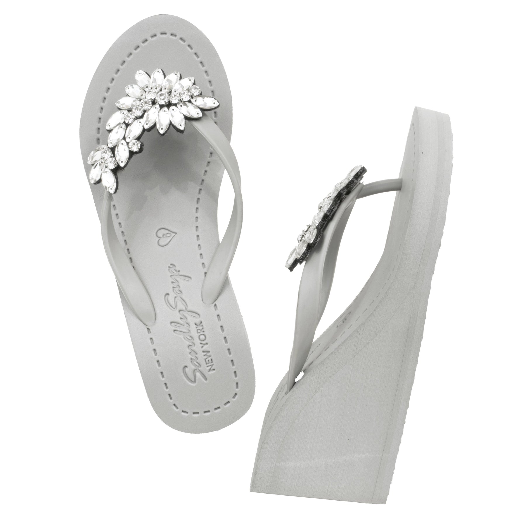 Bloom Crystal Wedge Sandals – Handcrafted in New York: Manhattan High Wedge Flip Flops Sandal