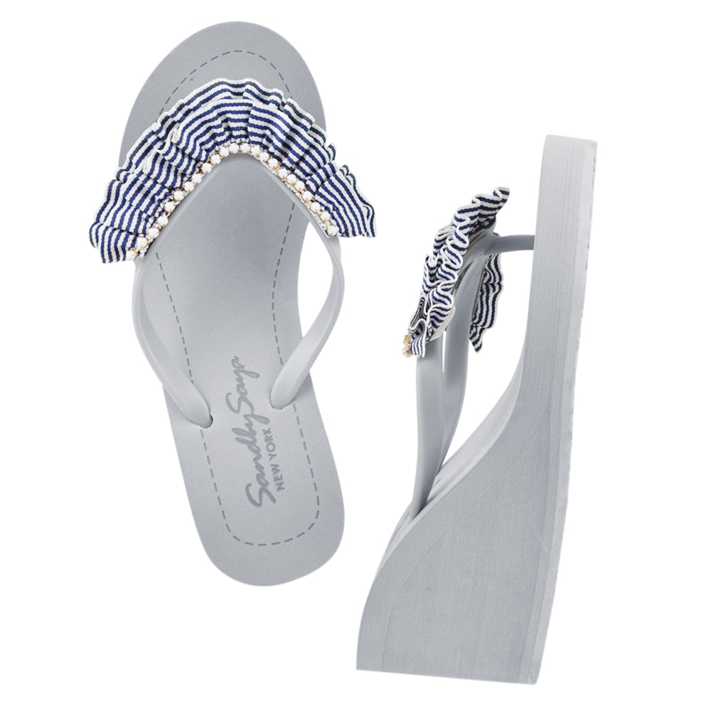 White and blue strip with white stones
