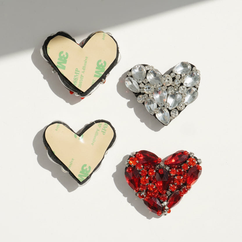 Hearts -Sticker Patches in the box (set of 2)_Crystal Rhine Stone Embroidery Motifs