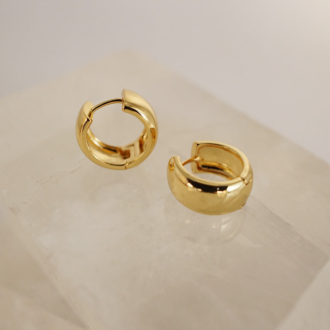 Earrings: Wide 14K Gold Hoop Mini