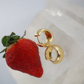 Earrings: Wide 14K Gold Hoop Mini