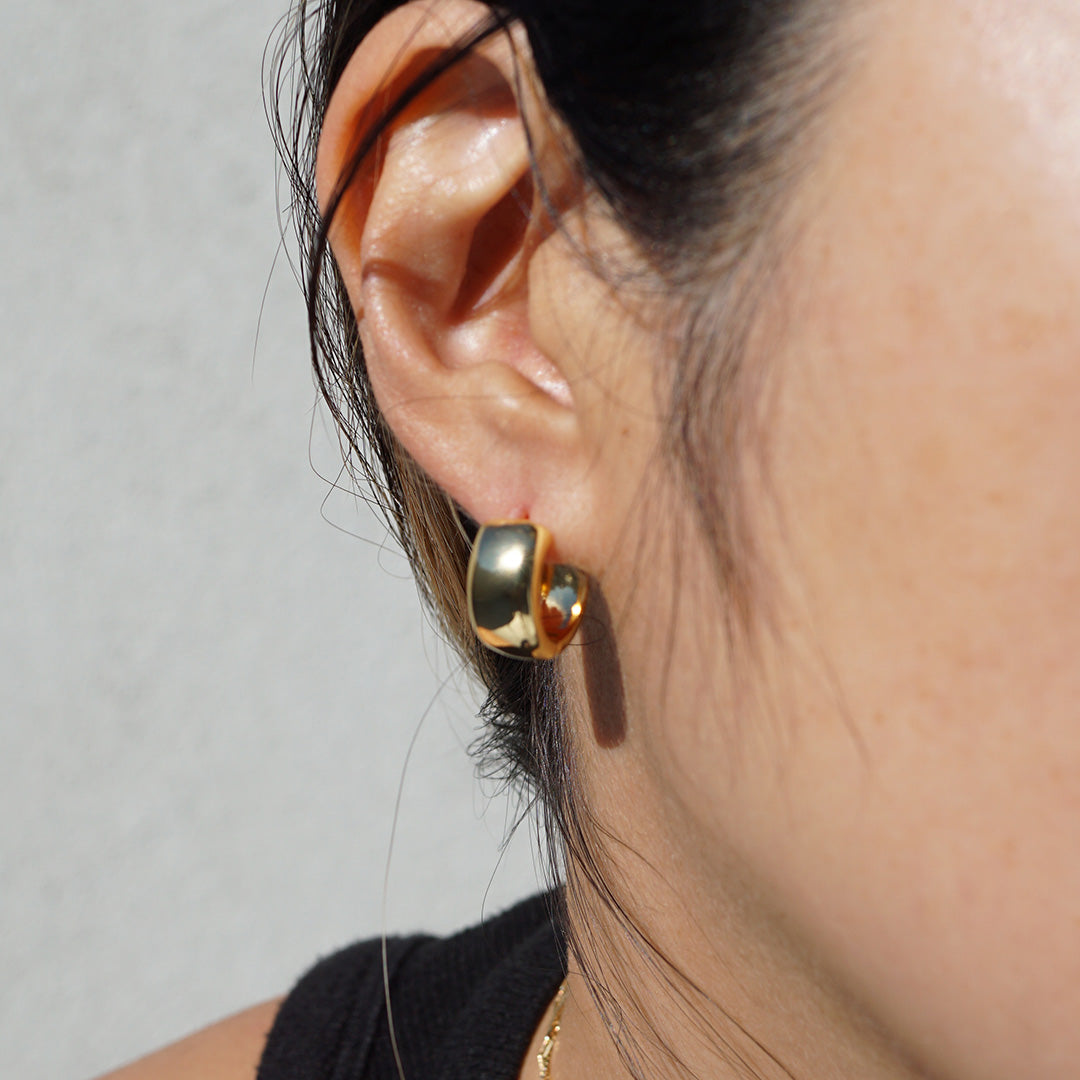 Earrings: Wide 14K Gold Hoop Mini