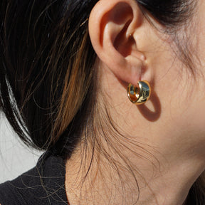 Earrings: Wide 14K Gold Hoop Mini