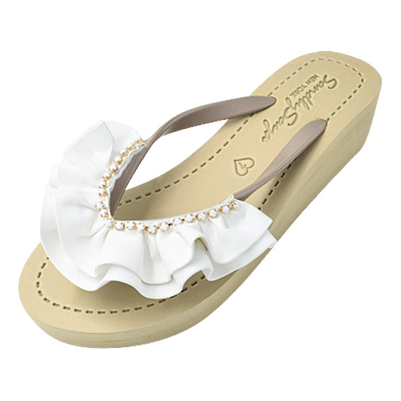 Rockaway White - Women's Flat Sandal, White, Ribbon