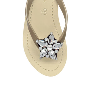 Gold sandal, crystal stone star