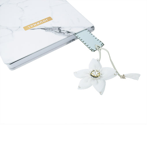 Christie White Flower Personalized Bookmark