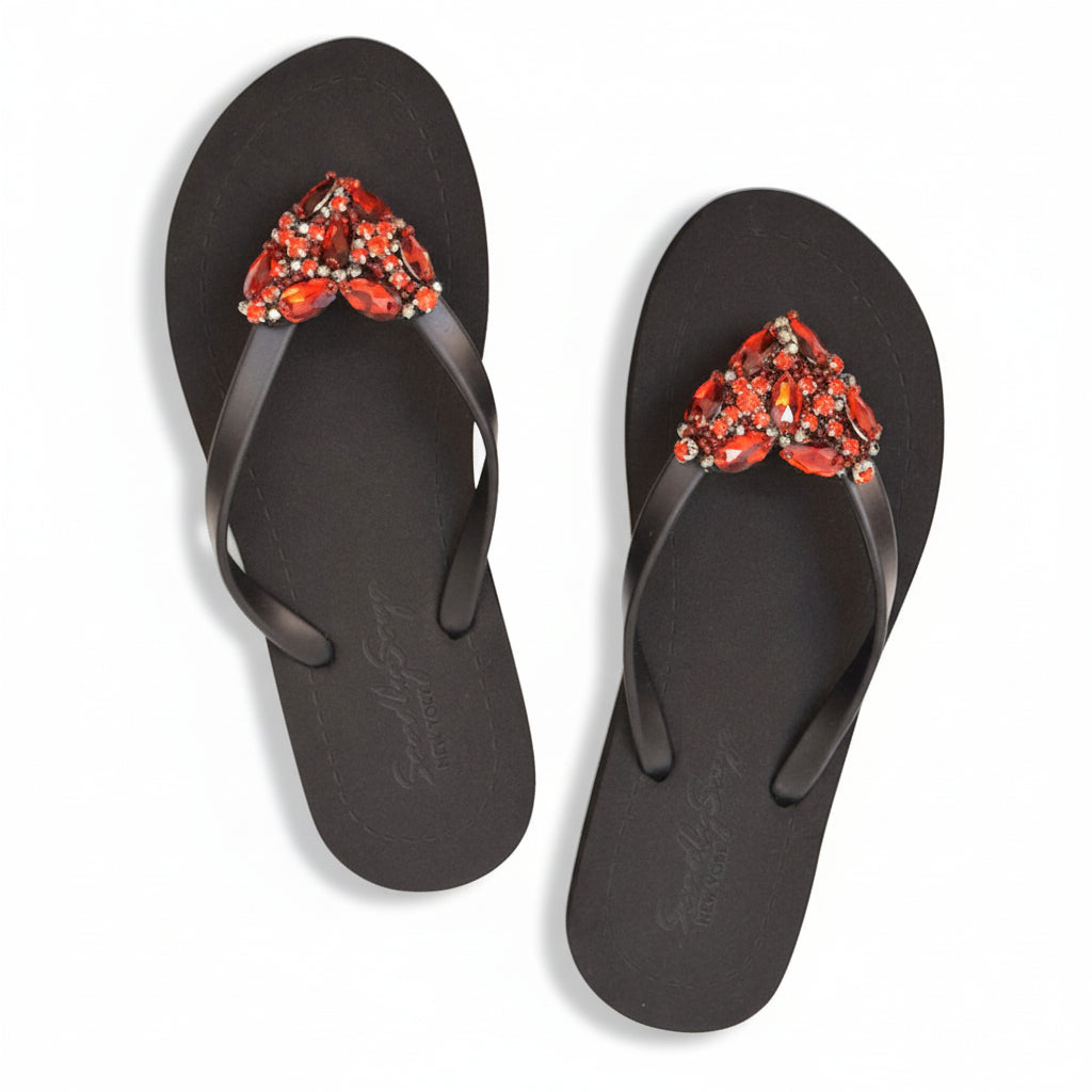 Red Chelsea - Women's Flat Sandal, Red, Heart