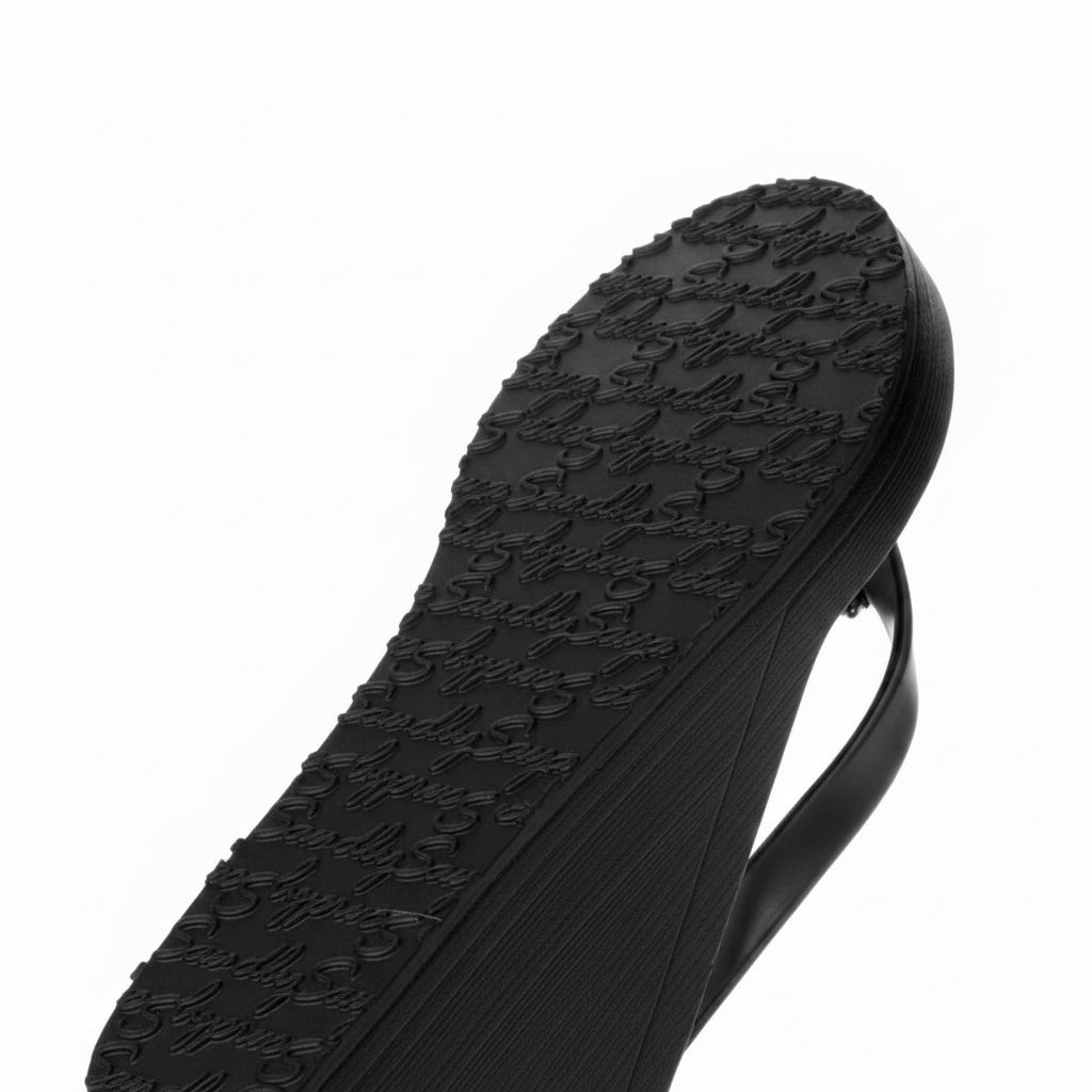 Mink_Black & White - Genuine Fur Embellished Women's High Wedge Flip Flops Sandal
