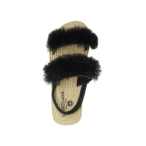 Sheep Fur - Waterproof Espadrille Platform Black