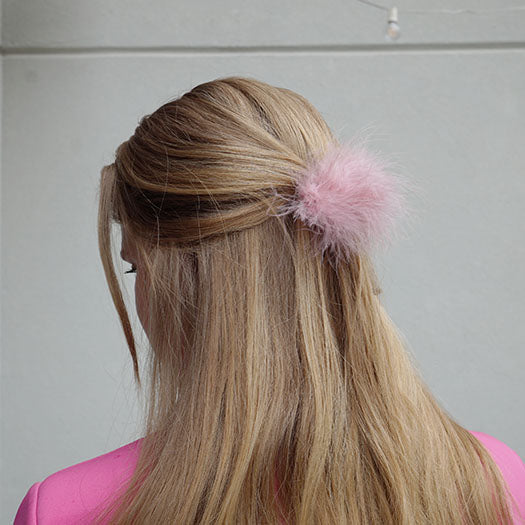 Feather Hair Pin - White, Gray and Pink